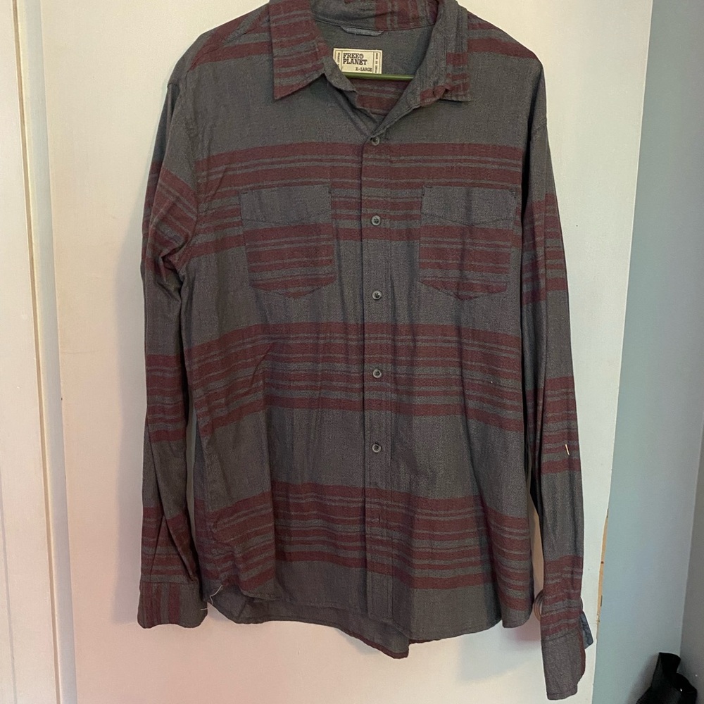 Free Planet Men's Grey X-Large  Shirt/Button Up